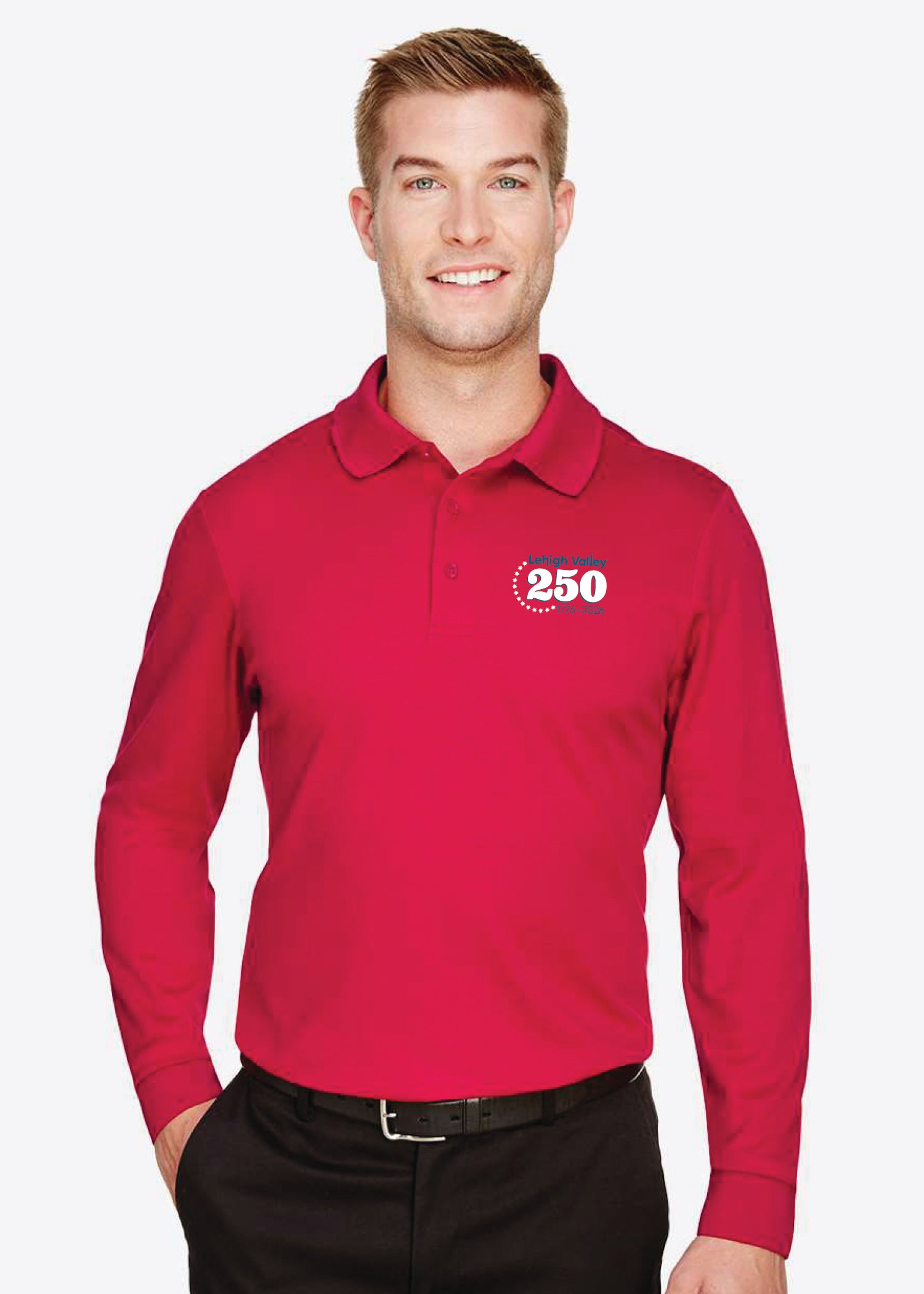 Men's CrownLux Performance® Plaited Long Sleeve Polo