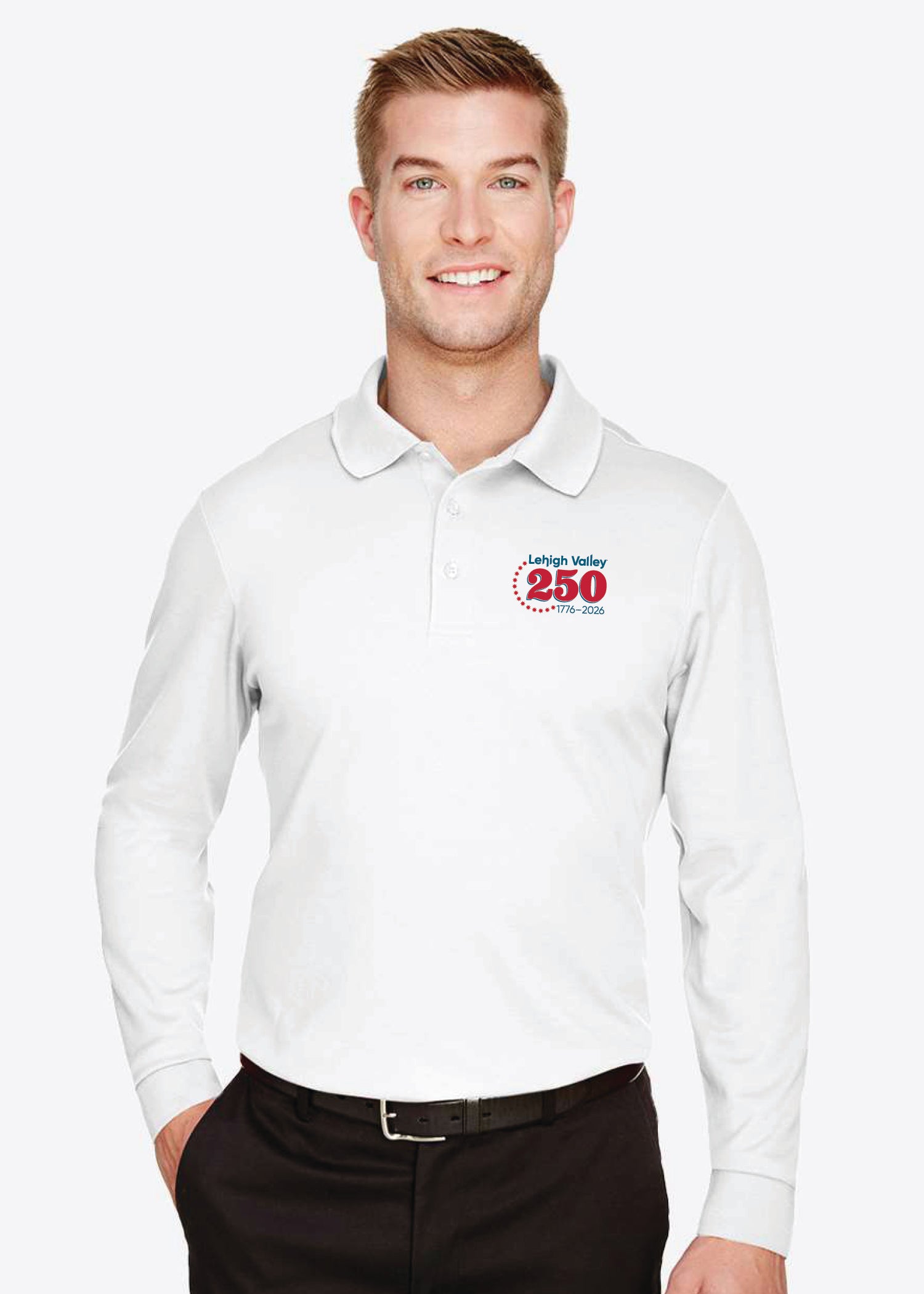 Men's CrownLux Performance® Plaited Long Sleeve Polo